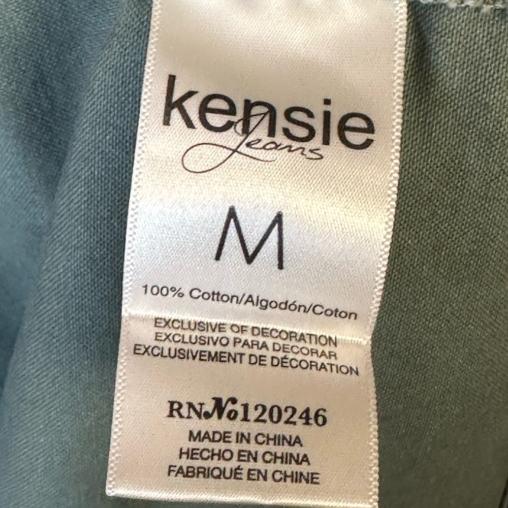 Kensie Utility Jacket in Light Olive Green with Floral Embroidery - Picture 8 of 14